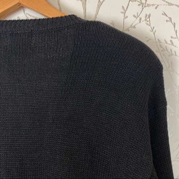 VINTAGE LESLIE Fay Black Grandmacore Embroidered Cardigan S - Picture 7 of 13